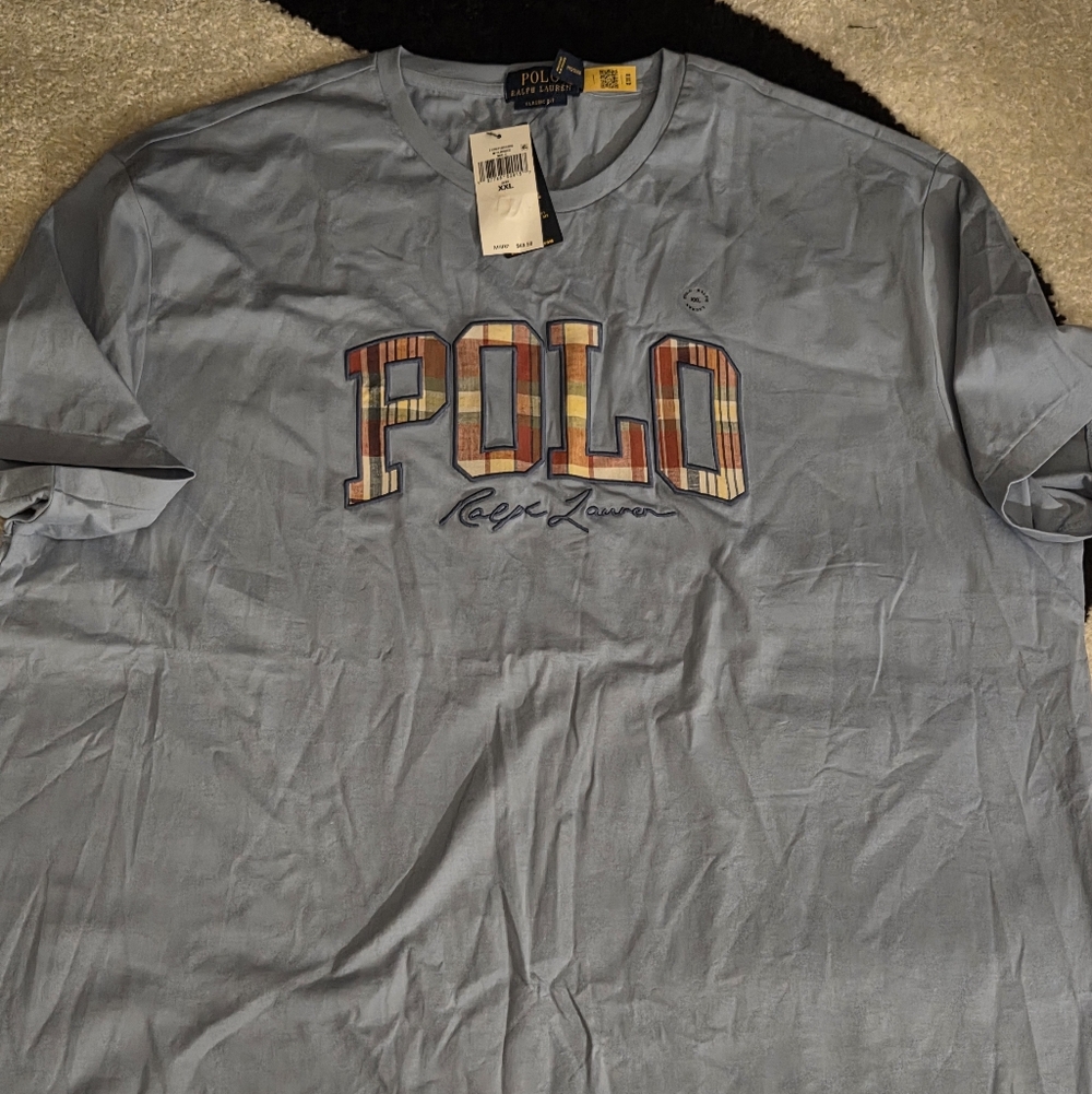 POLO BY RALPH LAUREN PLAID LOGO TEE